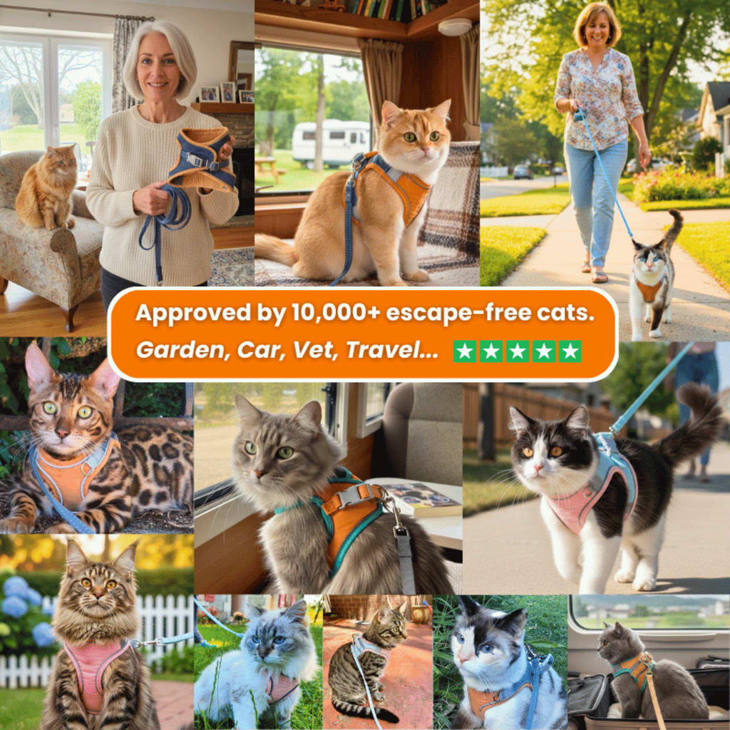 ESCAPE-PROOF CAT HARNESS + LEASH