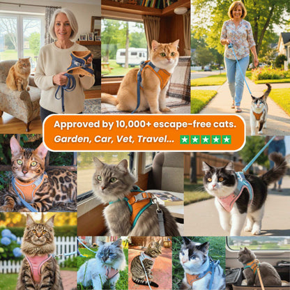 ESCAPE-PROOF CAT HARNESS + LEASH